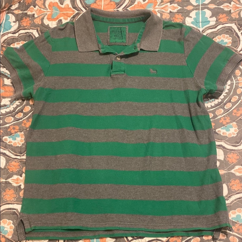 Old Navy Green and Gray Polo Shirt